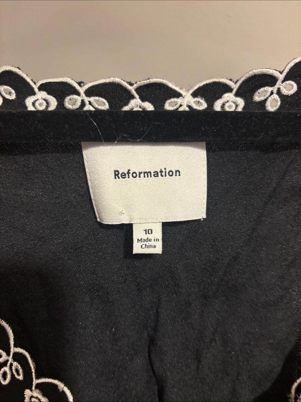 Reformation Black Camisole with White Floral Embroidery - Picture 2 of 3